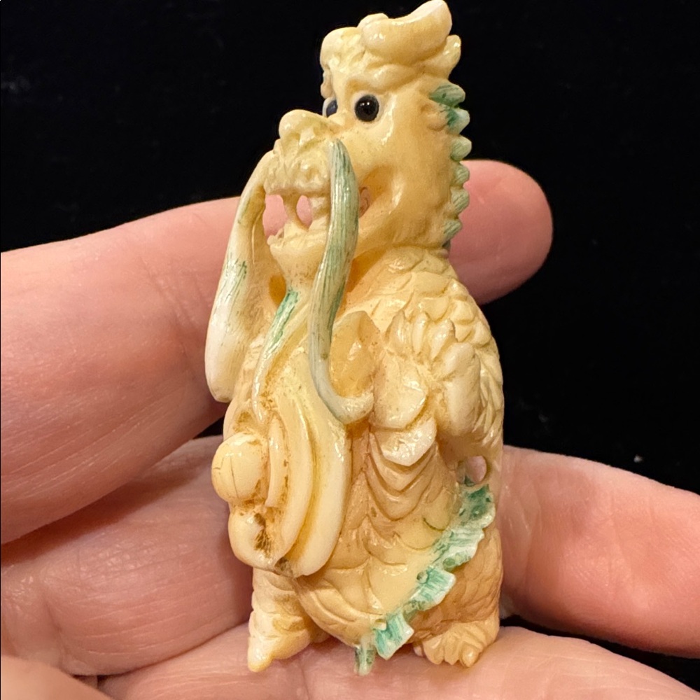 Strange Little Faux Ivory Dragon Figurine/Netsuke